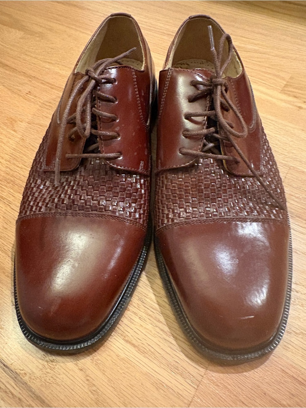 Florsheim Men's Brown Leather Shoes with Weave Detail Sz 9